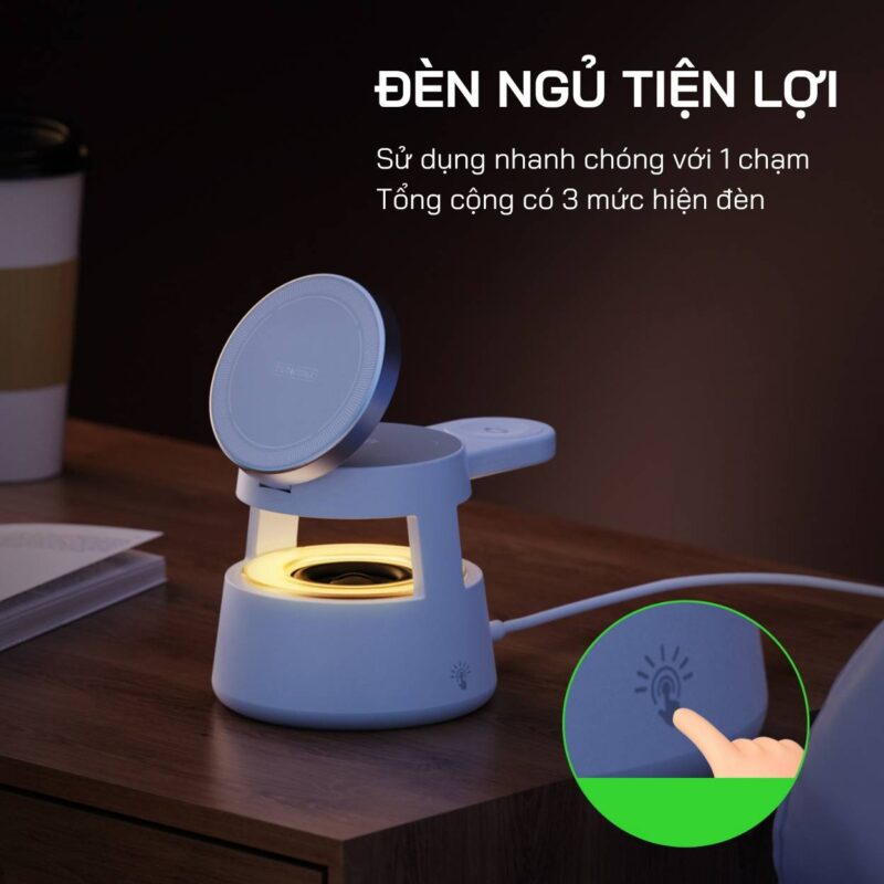 Đế Sạc Không Dây 5 in 1 Duzzona W23 Có Loa Bluetooth và Đèn Ngủ